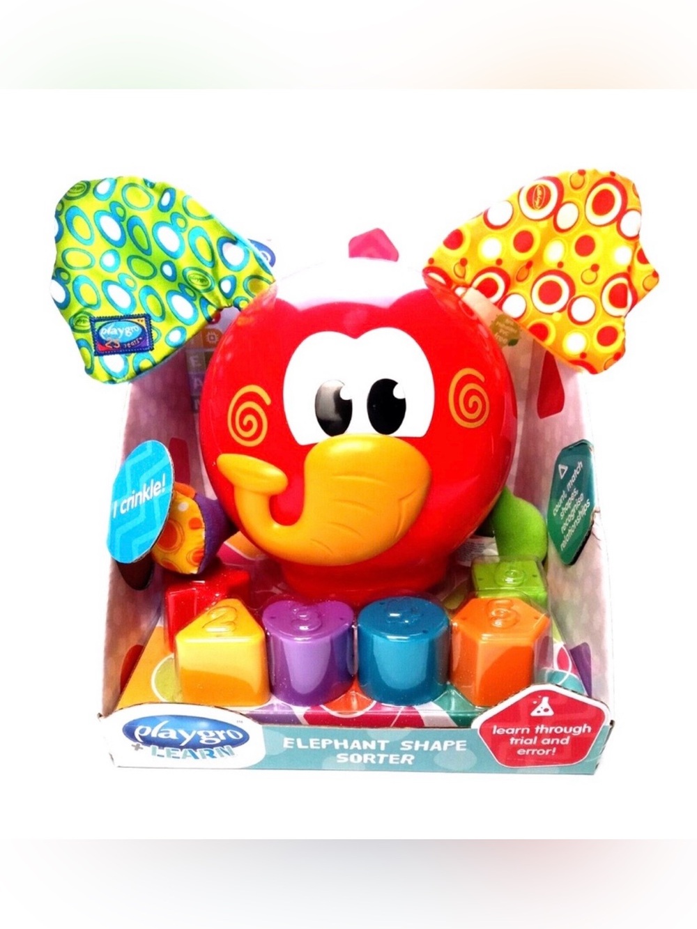 PLAYGRO - Baby Red Elephant Shape Sorter Toy - Kids Learning Toy